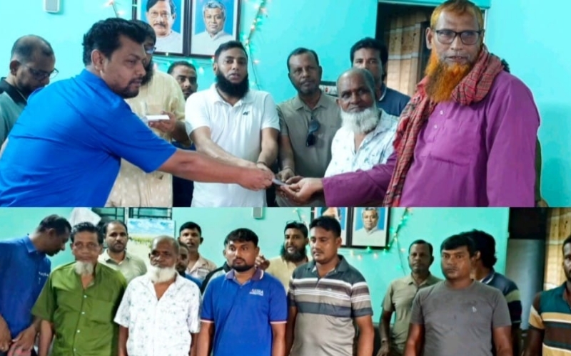 বেনাপোল স্থলবন্দর শ্রমিক ইউনিয়ন ৯২৫ এর উদ্যোগে ১১ প্রবীণ শ্রমিককে আর্থিক অনুদান দিয়ে বিদায়